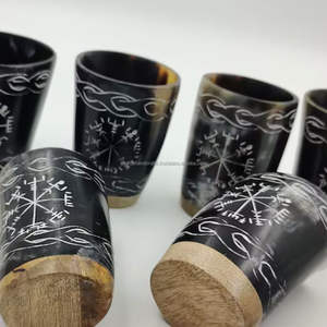 แก้วมักทำจากแก้วฮอร์นวัวสีดำทำมือแบบคลาสสิกอุปกรณ์ดื่มไวน์เบียร์อินเดีย - Product Image 6