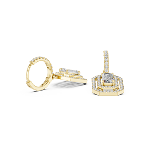 ต่างหูเพชรทรงเหลี่ยมมรกตเพาะเลี้ยงในห้องปฏิบัติการ ทองคำแท้ 14K 18K ประดับเพชรแบบพาเว่ ทรงหยดน้ำ แบบห่วงกอดหู ระดับความสะอาด DEF VVS ของขวัญวาเลนไทน์ เครื่องประดับ ODM - Product Image 4