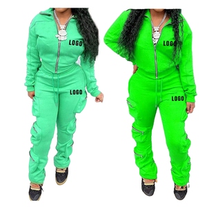 Women Light Blue Hooded <b>Tracksuit</b> Full Sleeve Zipper Front Logo Print Casual Autumn Wear Regular Fit 100% Cotton Joggers Set - Product Image 6
