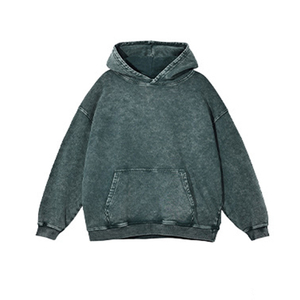 เสื้อฮู้ดดี้โอเวอร์ไซส์สีม่วงเข้มสไตล์วินเทจแบบย้อมสีเอซิด หนานุ่ม ใส่ได้ทั้งชายและหญิง สตรีทแวร์ ผ้าฟลีซ ขายส่ง - Product Image 2