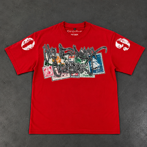 เสื้อยืดสตรีทแวร์ลายกราฟิกขนาดใหญ่พิเศษสำหรับผู้ชาย ผ้าฝ้าย 100% เนื้อหนา พิมพ์ลายวินเทจ ฮิปฮอป ทรงหลวม รับผลิตแบบ OEM ODM - Product Image 4