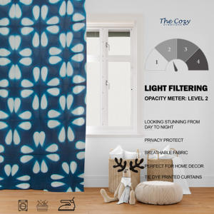 Cortina de Algodón con Estampado Tie Dye de Diseño Moderno Boho para Sala de Estar y Dormitorio, Venta al por Mayor en India - Product Image 6