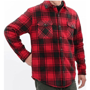 Wholesale Men's High Quality <b>Flannel</b> Shirt Hoodie Casual Plaid <b>Jacket</b> Standard Weight Outerwear Streetwear Windproof Front Logo - Product Image 4