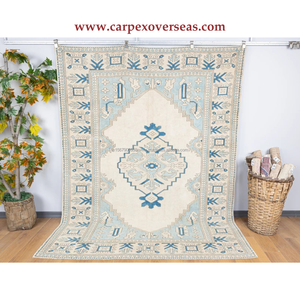 Tapis en laine persane fait à la main de style vintage authentique de haute qualité pour l'exercice de prière, le camping, les plages et l'extérieur. - Product Image 2