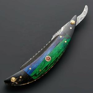 Maquinilla de afeitar de peluquero de seguridad de doble filo de acero de Damasco hecha a mano para barberos, perfecta para afeitado y aseo cercanos - Product Image 6