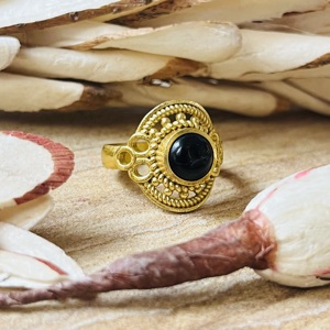 Latest Design Black Onyx <b>Rings</b> Boho Tribal Silver Eye Certified Brass Jewelry Women 18k <b>Gold</b> Plated Filigree <b>Cocktail</b> - Product Image 3