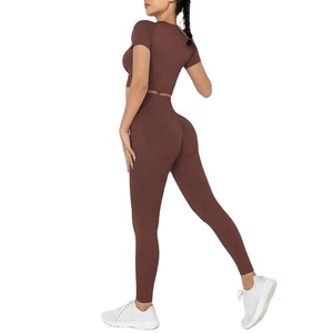 Vêtements de sport en promotion, vêtements de sport actifs, ensemble de soutien-gorge de sport et pantalon taille haute coloré pour le yoga, vêtements de fitness pour femmes - Product Image 1
