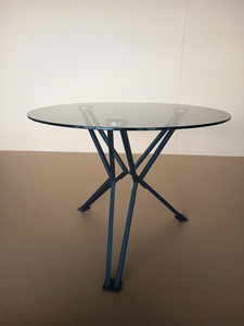 Modern Round Tempered Glass Dining <b>Table</b> with Metal Frame for Dining Room Furniture Lumetal Vietnam - Product Image 4