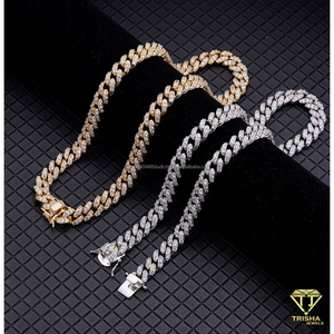 Collier chaîne cubaine en argent sterling 925 personnalisé avec diamants Moissanite, style luxe Hip Hop Iced Out pour bijoux - Product Image 2