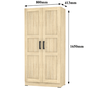 Armoire de chambre contemporaine à deux portes, modèle OEM 12_0134, avec tringle de suspension et étagères latérales, design panneau, pour hôtels et appartements - Product Image 2