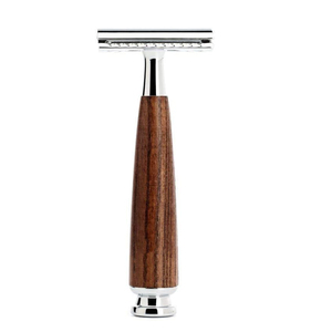Maquinilla de Afeitar de Seguridad de la Mejor Calidad con Mango Corto Resistente, Acabado Espejo, Metal y Acero, Maquinillas de Afeitar para Barba con Mango de Madera - Product Image 1