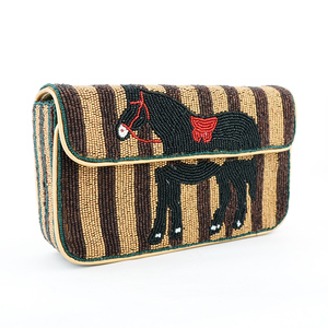 Bolso de Mano de Lujo para Mujer, Hecho a Mano, de Algodón Suave, con Cuentas de Vidrio Multicolores, Diseño de Caballo, Regalo Elegante - Product Image 5