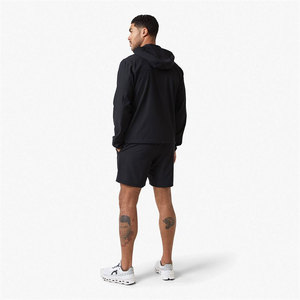 Chaqueta cortavientos con capucha para hombre, con bloques de color, cremallera y bolsillos laterales, de secado rápido, ligera, de poliéster, conjunto deportivo. - Product Image 5