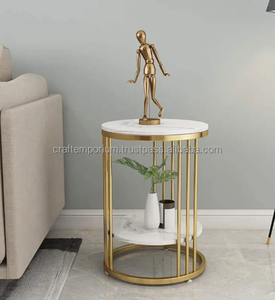 Tabourets d'intérieur intemporels fabriqués avec un moulage en métal coulé à la main et des dessus en marbre magnifiquement polis pour une élégance durable - Product Image 4