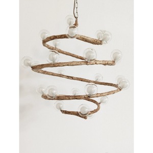 Mid Century 1893 Rustic Spiral Wood Chandelier With Glass <b>Globe</b> <b>Lights</b> Ceiling Fixture Lighting Decorations - Product Image 1