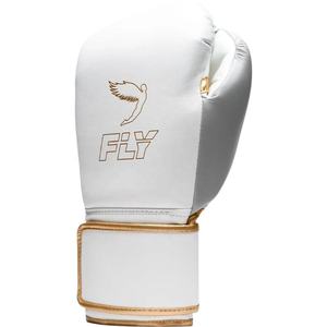 Guantes de Boxeo Profesionales de Cuero Vacuno Blanco, Correa de Muñeca Ajustable, Cierre de Gancho y Bucle Personalizable, Ligeros y Transpirables - Product Image 2