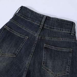 Jean en denim léger pour femme, couleur bleu marine uni, style streetwear, en gros, à prix réduit - Product Image 5