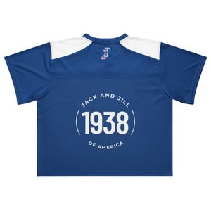 Maillot de football bleu et blanc coupe ample en maille respirante à manches courtes – Tenue de sport pour le jour du match - Product Image 2