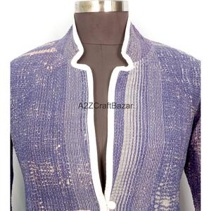 Indian Bohemian <b>Kantha</b> Vintage Breathable Eco-Friendly Knitted Cotton Regular Length Ladies Autumn Winter <b>Jacket</b> - Product Image 2