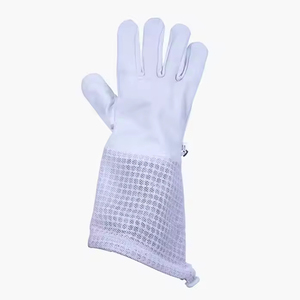 Gants d'apiculture en coton blanc, longueur poignet, avec revers en maille, style uni, élastiques, pour services professionnels, conformes à la norme ergonomique - Product Image 4