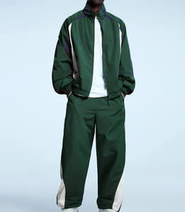 Men's Color Block Windbreaker Tracksuit Full Zip Jacket and Relaxed Fit Pants <b>Athletic</b> Sportswear Set - Product Image 1
