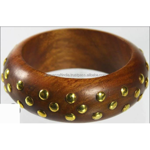 Sunlit Grace Wooden Bangles Smooth Natural Wood Gold Inlay Elegant Stylish Everyday Women Fashion Jewelry Bracelet Wood <b>Crafts</b> - Product Image 2