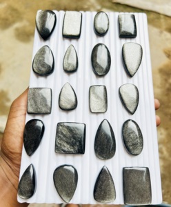 Obsidiana plateada natural al 100%, cabujón de calidad AAA, piedra preciosa suelta Trimurti Gems Rajasthan, 15-50 mm, para anillos y colgantes - Product Image 4