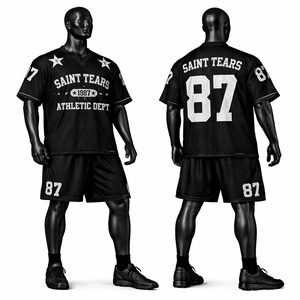 Ensemble de maillot et short de football américain personnalisé, uniforme sportif respirant, vêtements d'équipe personnalisés pour les entraînements et les matchs - Product Image 1