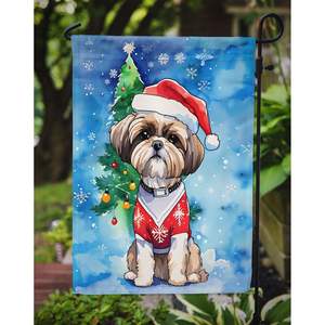 ธงตกแต่งสวนคริสต์มาสของ Shih Tzu ธงกล่องจดหมายหลากสีและงานศิลปะสำหรับสนามและสนามหญ้าสำหรับเตียงดอกไม้ - Product Image 3