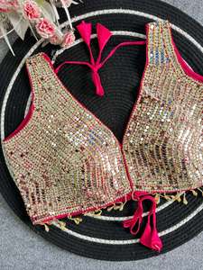 Designer Real Mirror Hand Work Party Wear Fully Stitched <b>Readymade</b> Soft Silk <b>Blouse</b> - Product Image 5