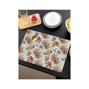 Boho Chic Geometric Patterned Yellow Brown GOTS Certified 100% Cotton Embroidered 14x18 Inch 240g Artisanal <b>Placemats</b> for Dining - Product Image 6