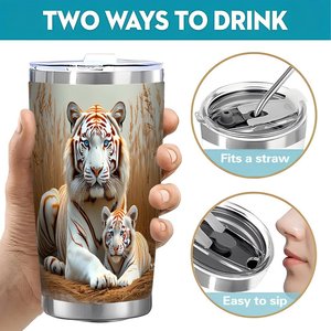 Stainless Steel Tumbler 20oz Double Wall Silver Plated Travel Mug Heat Retention <b>Insulated</b> <b>Cup</b> - Product Image 5