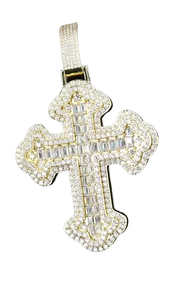 Colgante de Cruz Floral de Moissanita Personalizado, Plata de Ley 925, Chapado en Oro, Joyería Fina, Colgantes y Dijes, Joyería Hip Hop - Product Image 1