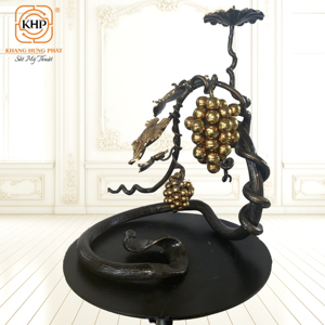 Sculpture en fer Khang Hung Phat en forme de raisin, nickelé noir, moulage 3D complet, impression numérique, décoration artistique, décoration intérieure - Product Image 1