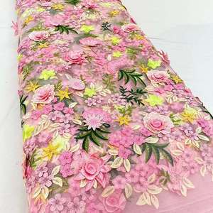 Tissu en coton brodé multi-motifs de style africain, dentelle florale, matière pour robe, vente en gros - Product Image 2