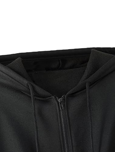 Custom Men's Cropped <b>Zip</b> Front Lined Cartoon Print Hoodie Manufacturer OEM ODM 350g Heavyweight Cotton Fleece Crop Hoodie Custom - Product Image 4