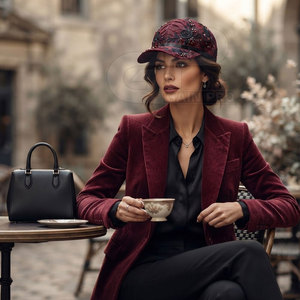Casquette de baseball moderne pour femme avec dentelle, broderie détaillée, accents en strass et sangle arrière – Accessoire décontracté et élégant - Product Image 3