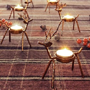 Golden Deer <b>Candlestick</b> Holder with Bell Christmas Home Decoration <b>Brass</b> Metal Craft - Product Image 4