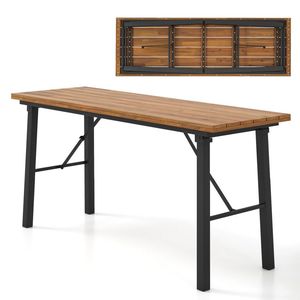 Table de pique-nique pliante en bois d'acacia avec structure métallique pour les activités de camping en intérieur et en extérieur - Product Image 4