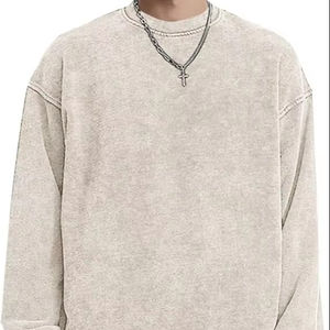 Sudadera Vintage con Efecto Desgastado para Hombre, Estilo Casual Urbano, Sudadera de Algodón Grueso con Forro Polar - Product Image 1