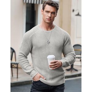2025 hommes décontracté coupe ample col rond pull pull gaufré texturé chandails tricotés avec bord côtelé pour la saison d'automne - Product Image 4