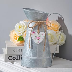Vase en métal galvanisé style ferme, pot à fleurs vintage shabby chic, carafe décorative pour la maison, le jardin et les mariages (vente en gros) - Product Image 4