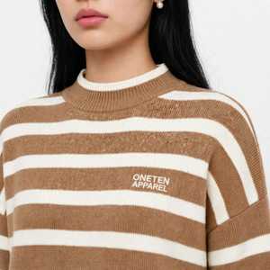 Ensemble de survêtement deux pièces pour femmes, pull à col roulé rayé et pantalon large - Product Image 6
