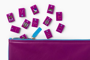 Purple <b>Mahjong</b> Tiles <b>Set</b> Colorful Game Pieces Number and Symbol Design for Table Entertainment - Product Image 2