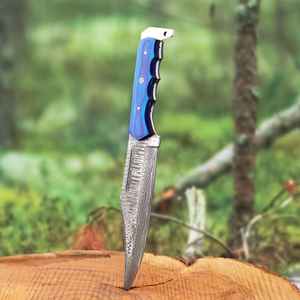 มีดล่าสัตว์เหล็กดามัสกัสคุณภาพสูงแบบใบมีดคงที่ ขายส่งปี 2024 ด้ามไม้ทำมือ ปลอกหนังอย่างดี มีดสไตล์ไวกิ้ง - Product Image 2