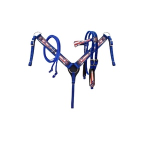Precios directos de fábrica, conjunto de cuello de cabeza y pecho occidental de nailon azul de alta calidad con riendas, fabricación de proveedores principales en India - Product Image 4