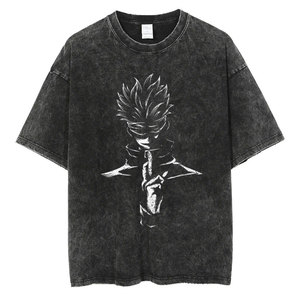 Black Front Character Printed <b>Short</b> <b>Sleeve</b> T-Shirt Men's Regular Fit O-Neck Casual Style Polyester/Cotton Jersey High Street - Product Image 2