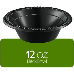 100 Pezzi Ciotole e Piatti in Plastica Nera Leggera da 12oz, Stoviglie Monouso per Feste e Matrimoni - Product Image 2