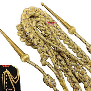 Aiguillette tressée dorée, Aiguillette métallique dorée, Aiguillette dorée et bleue en Mylar, Fil torsadé doré et bleu - Product Image 3