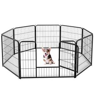 8 Panel 32 Inch Tall Black Pet Gate and Playpen Indoor and <b>Outdoor</b> <b>Fence</b> for Small Puppy Animals <b>Dog</b> Cage with Door - Product Image 1